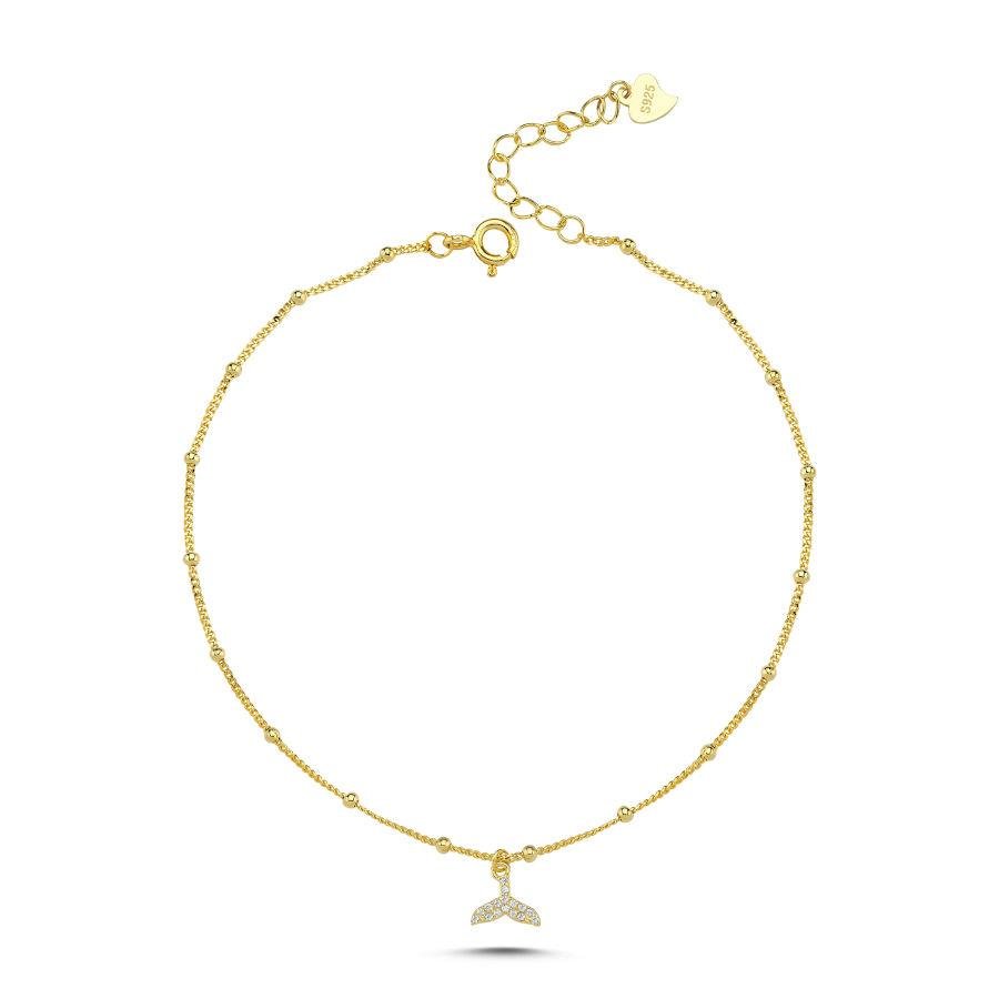 Charm Balina Kuyruğu Gold Gümüş Halhal - CNG Jewels