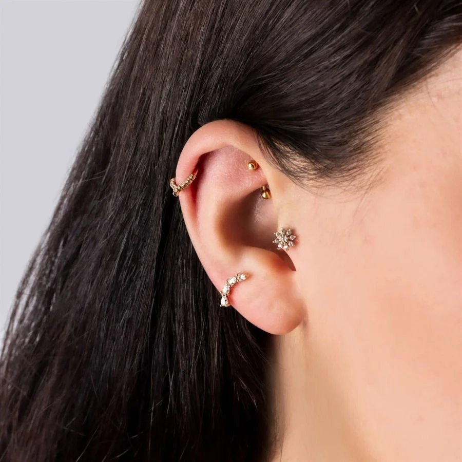 Çiçek Altın Tragus Piercing