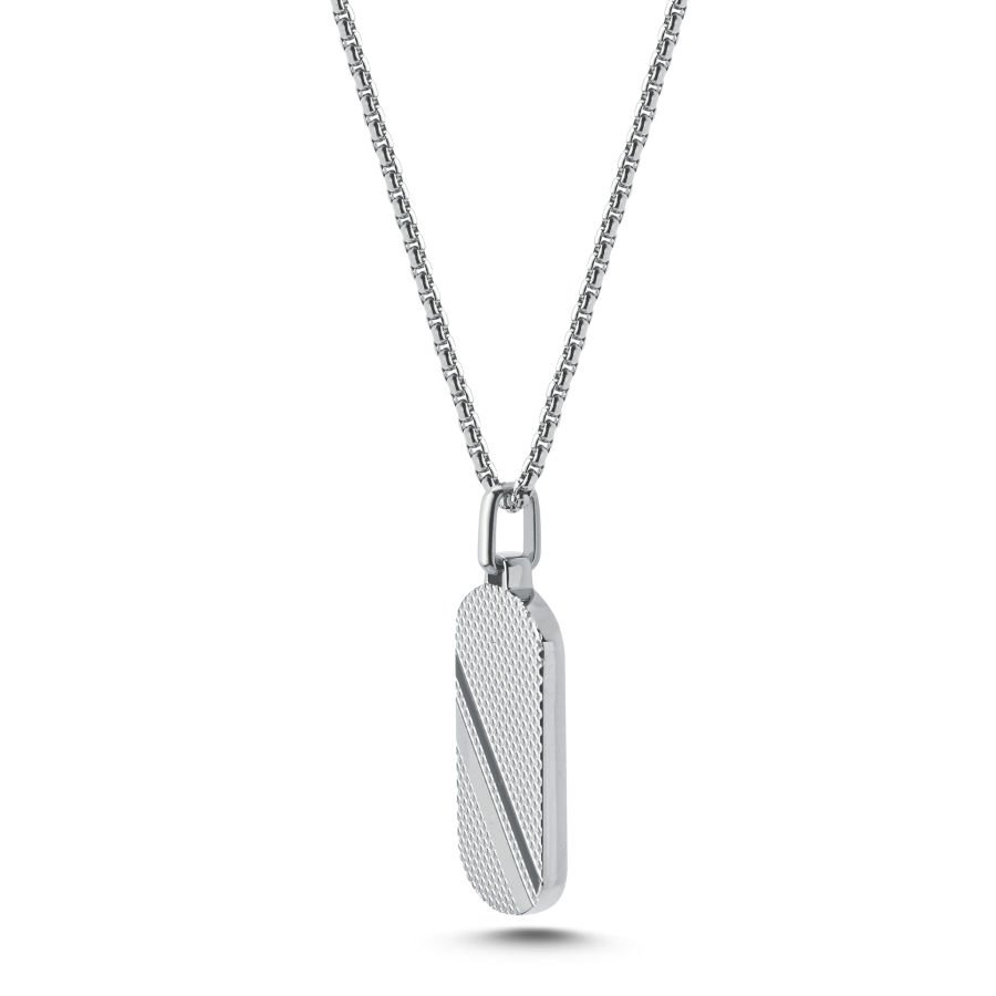 Çizgili Künye Çelik Erkek Kolye - CNG Jewels (1)