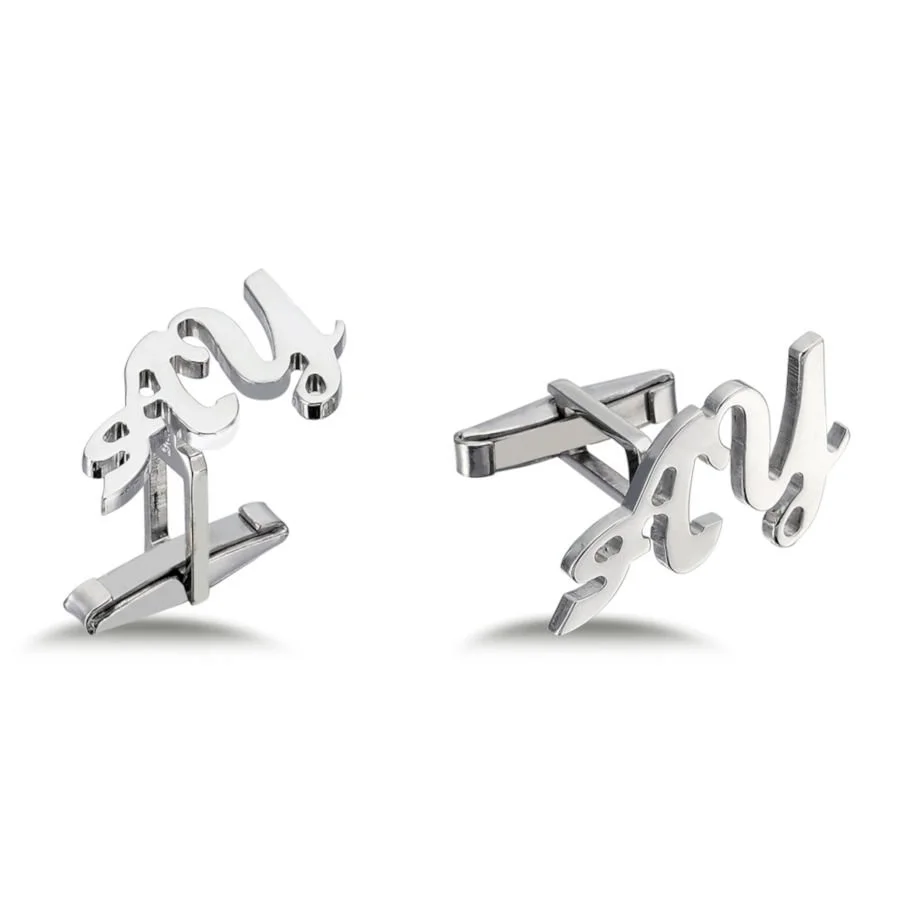 Personalized Handwritten Silver Two Letter Cufflinks - 1