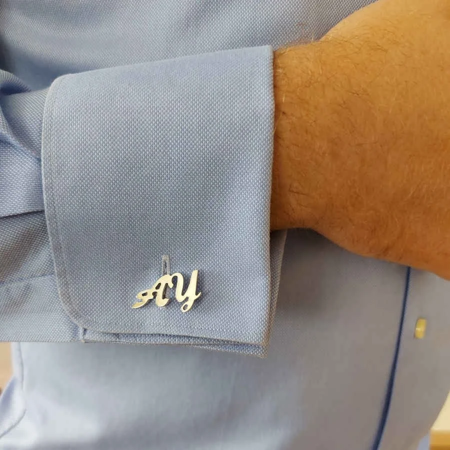  Custom Handwritten Silver Two Letter Cufflinks