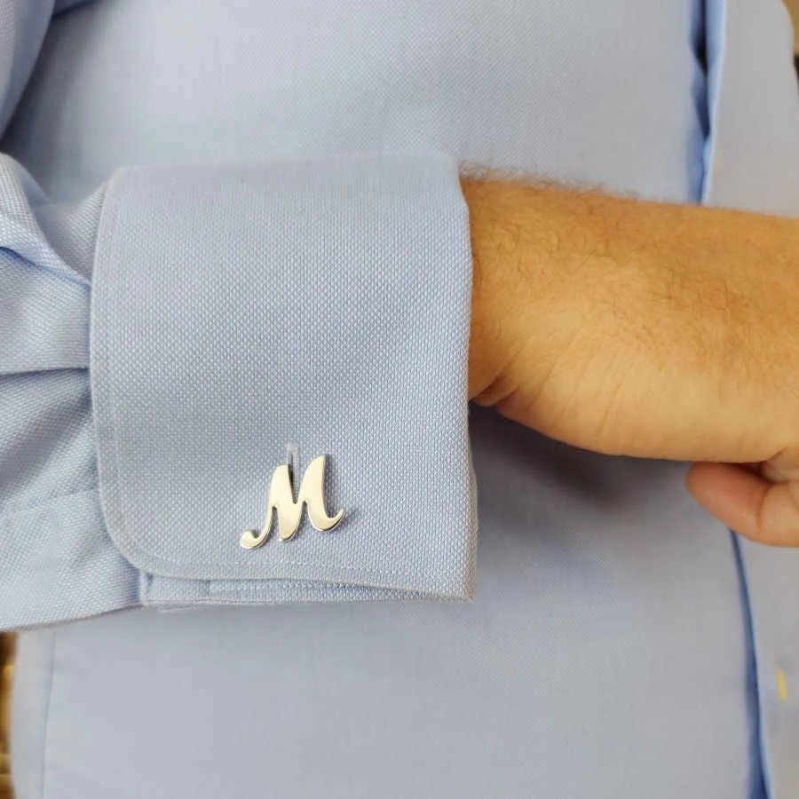 Custom Large Handwritten Silver Letter Cufflinks