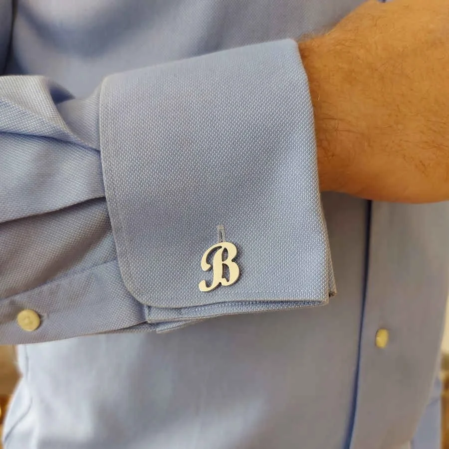 Custom Large Handwritten Silver Letter Cufflinks