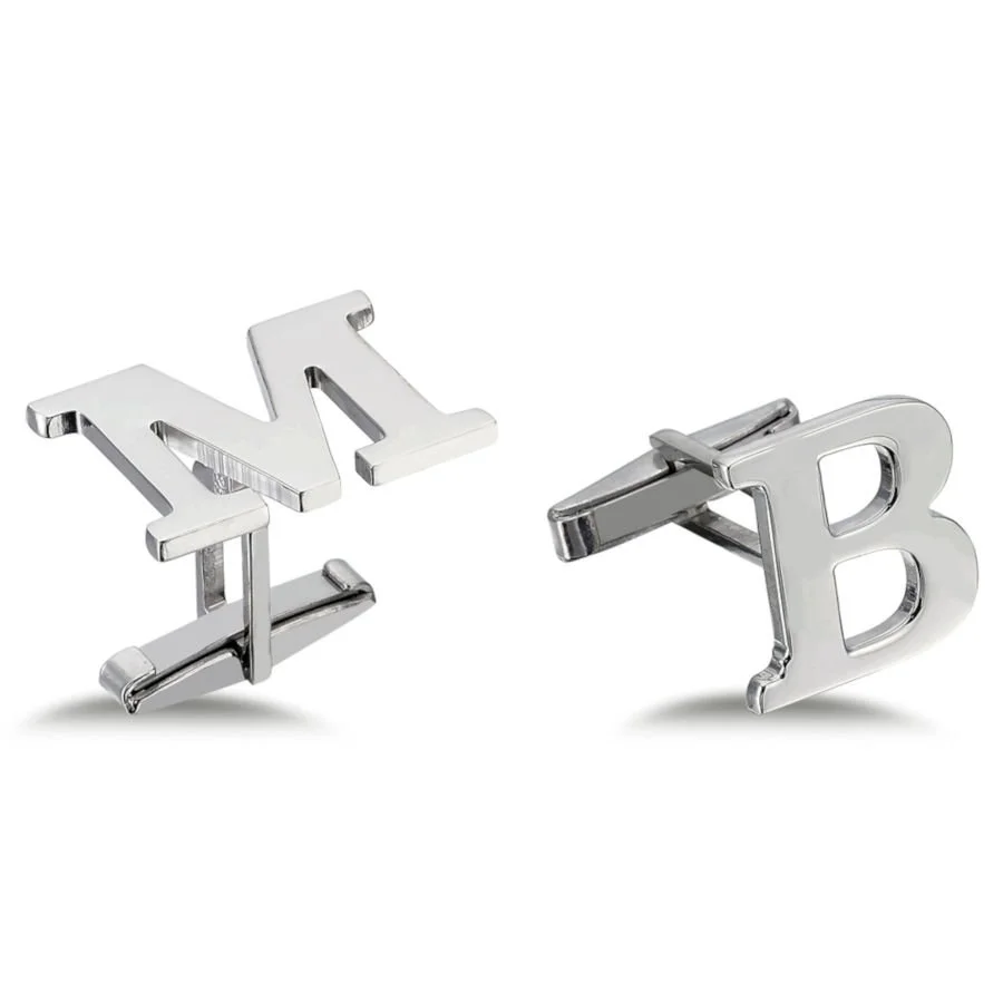 Custom Large Size Silver Letter Cufflinks