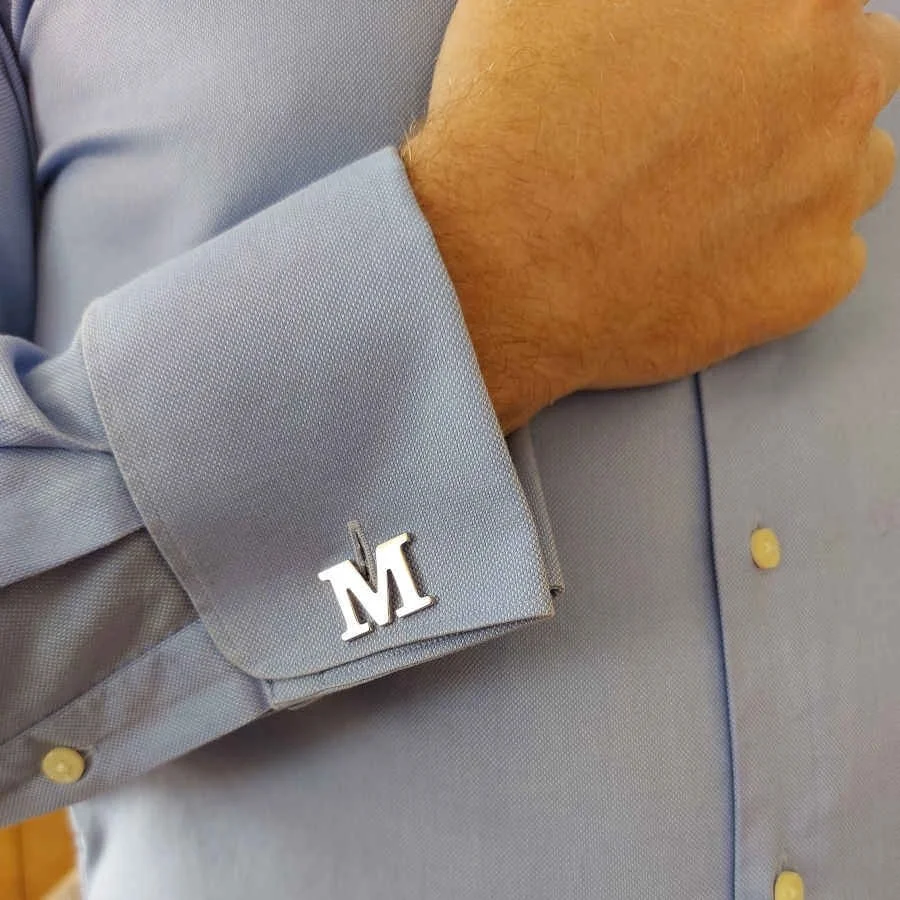 Custom Large Size Silver Letter Cufflinks