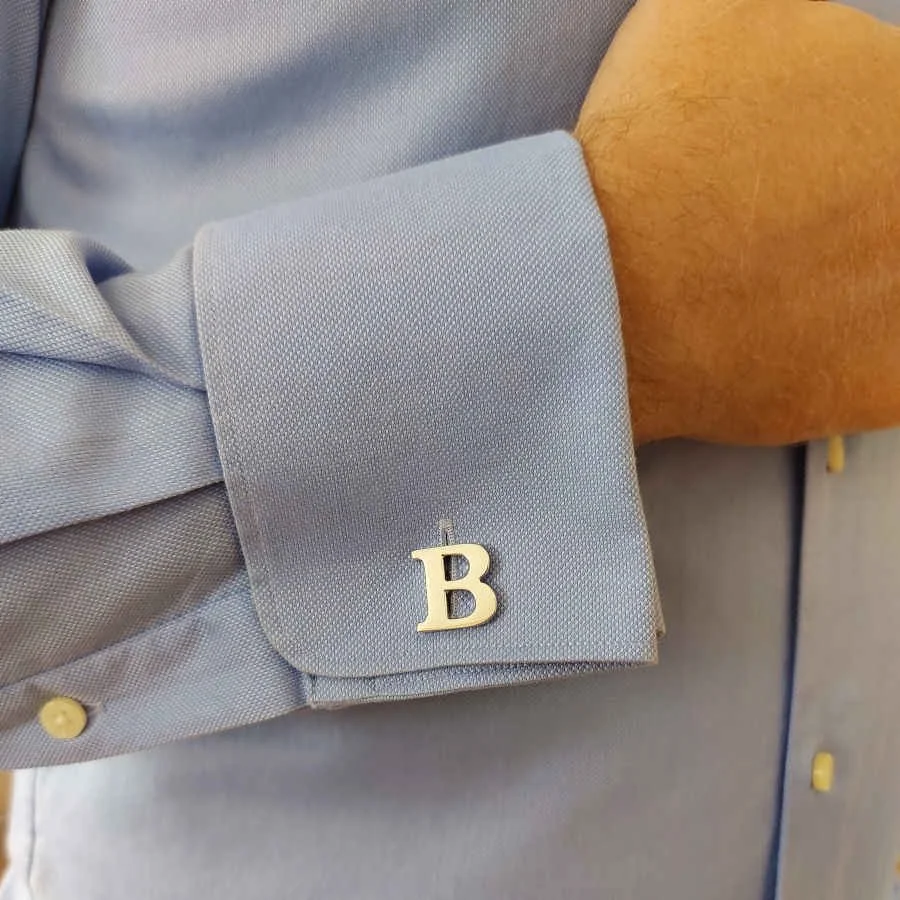 Custom Large Size Silver Letter Cufflinks