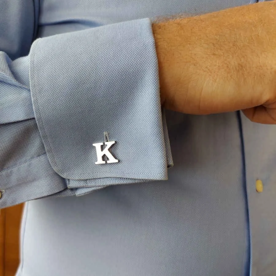 Custom Medium Size Silver Letter Cufflinks