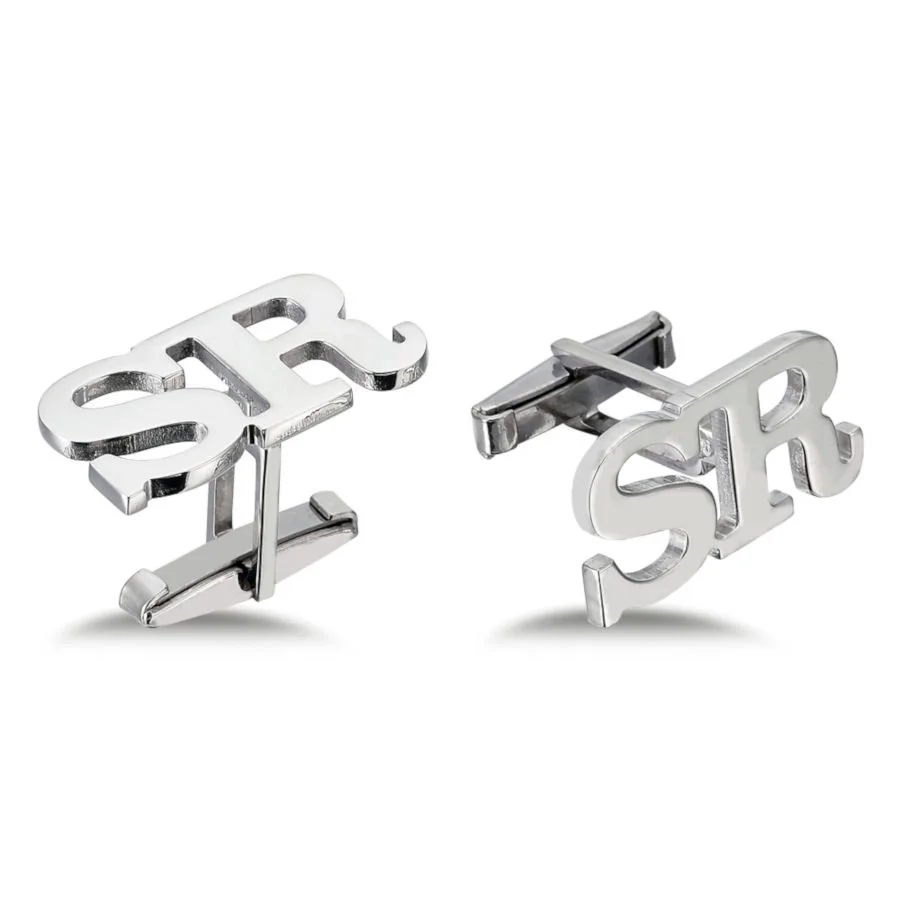 Custom Prose Letter Medium Size Silver Two Letter Cufflinks