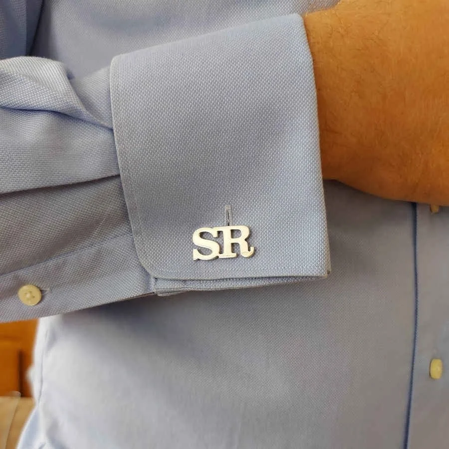 Custom Prose Letter Medium Size Silver Two Letter Cufflinks