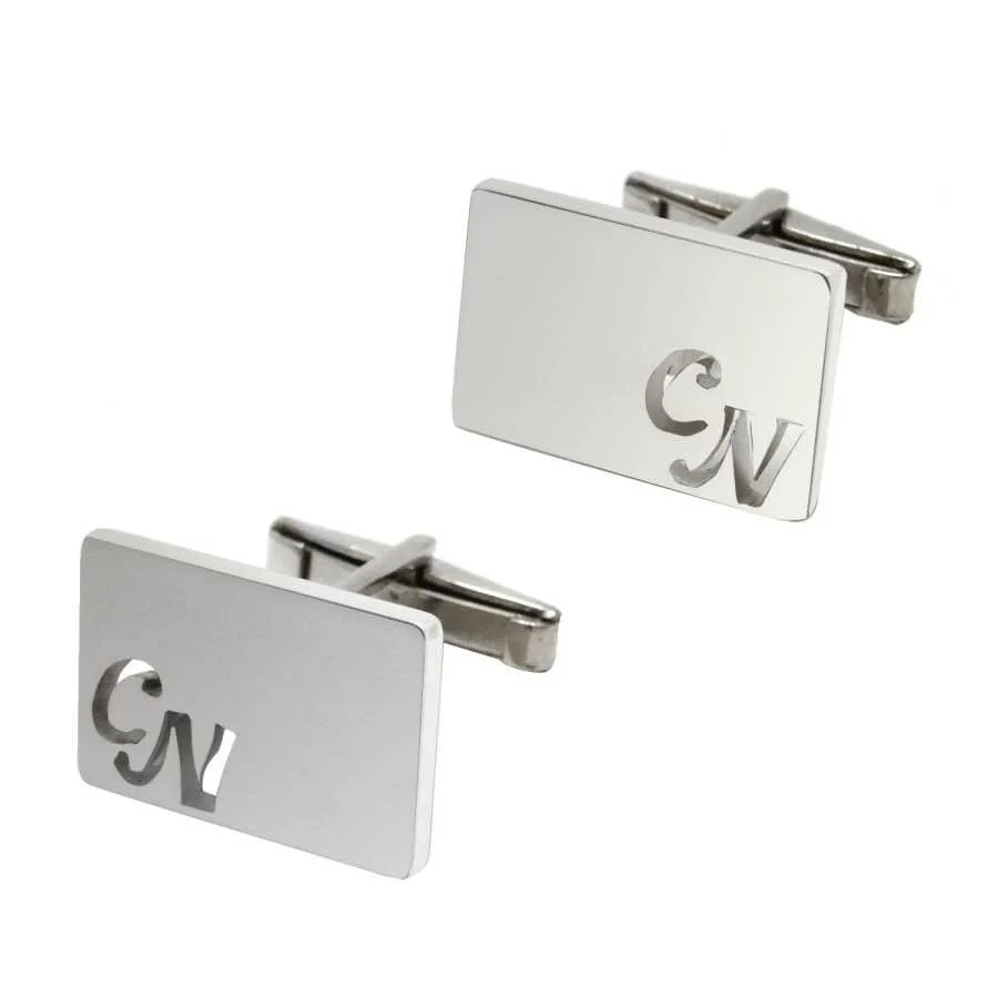 Personalized Silver Two Letter Cufflinks - 1