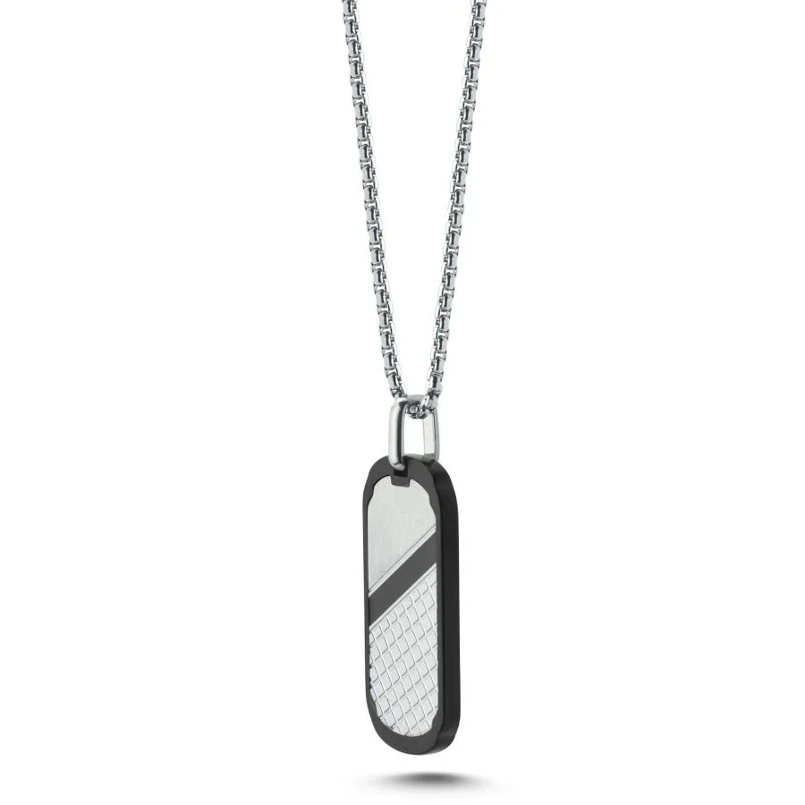 Dama Desenli Künye Çelik Erkek Kolye - 2