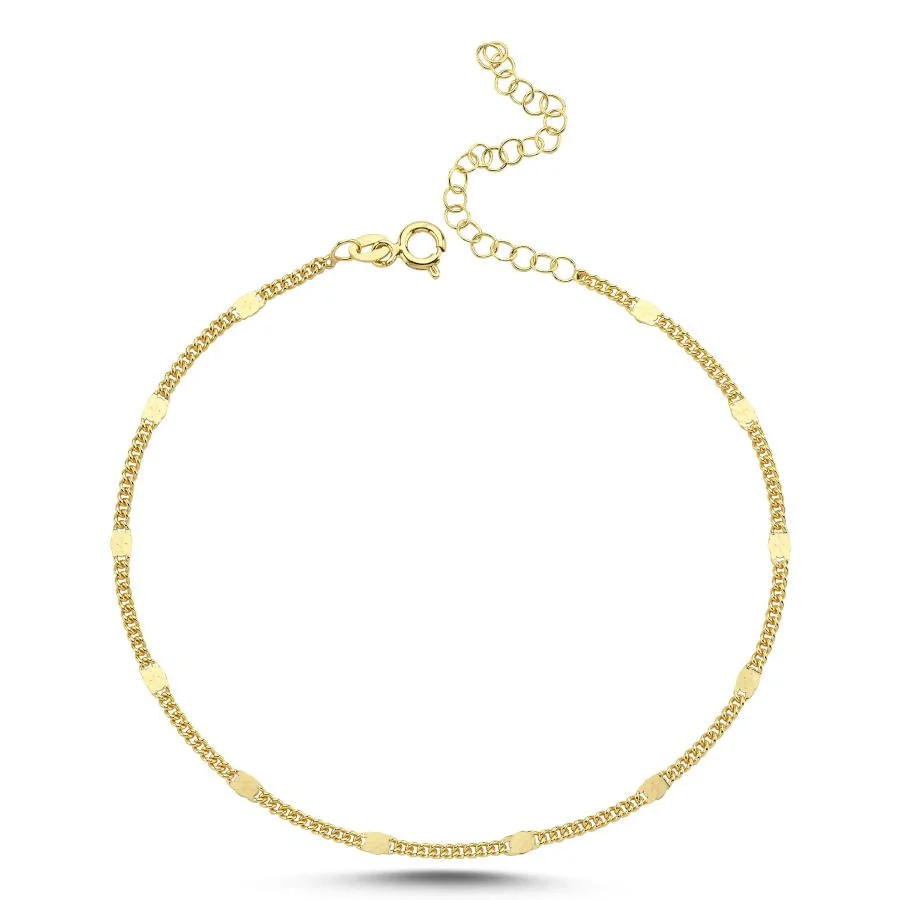 Damalı Gurmet Zincir Gold Gümüş Halhal - 1