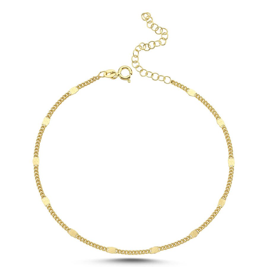 Checkered Gurmet Chain Gold Silver Anklet - CNG Jewels