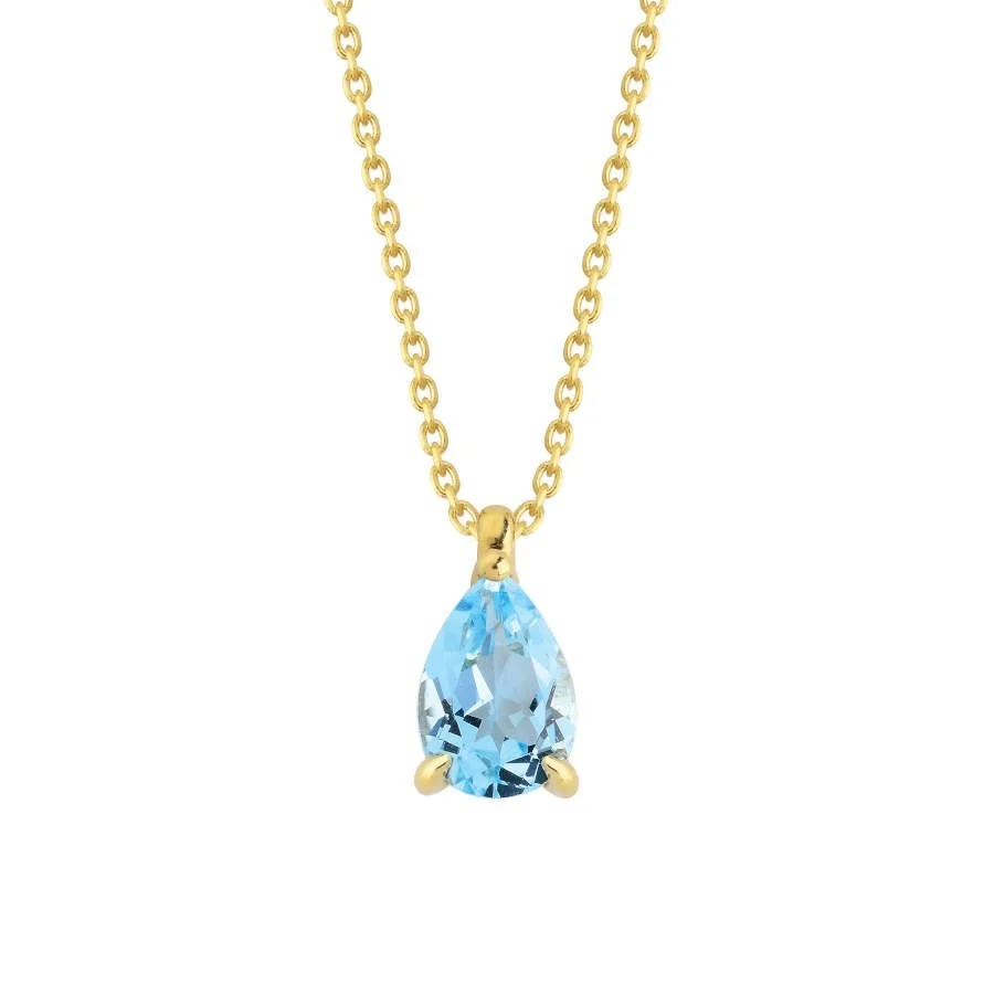 Damla Blue Topaz Altın Kolye