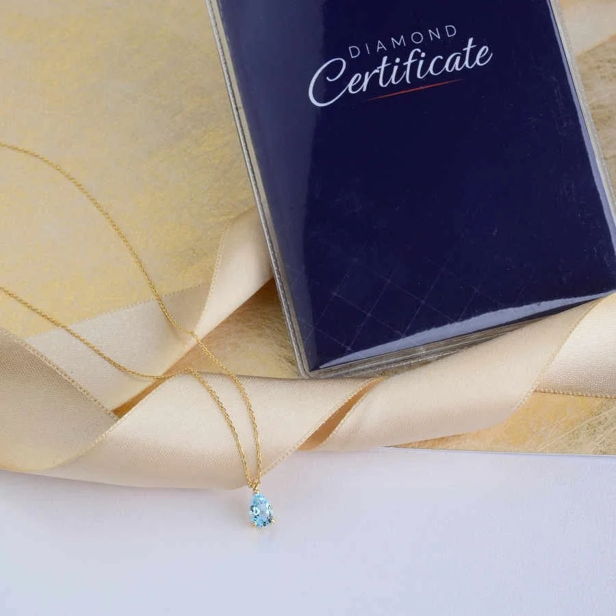 Damla Blue Topaz Altın Kolye