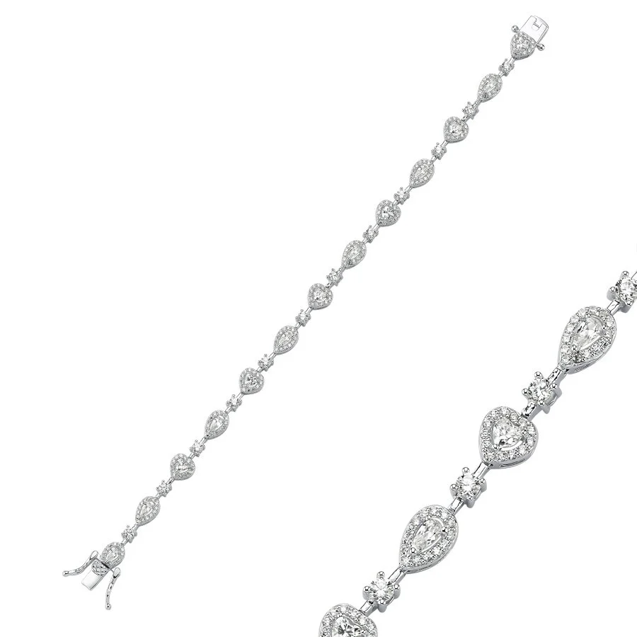 Damla Kalp Işık Seli Su Yolu Gümüş Bileklik - 1