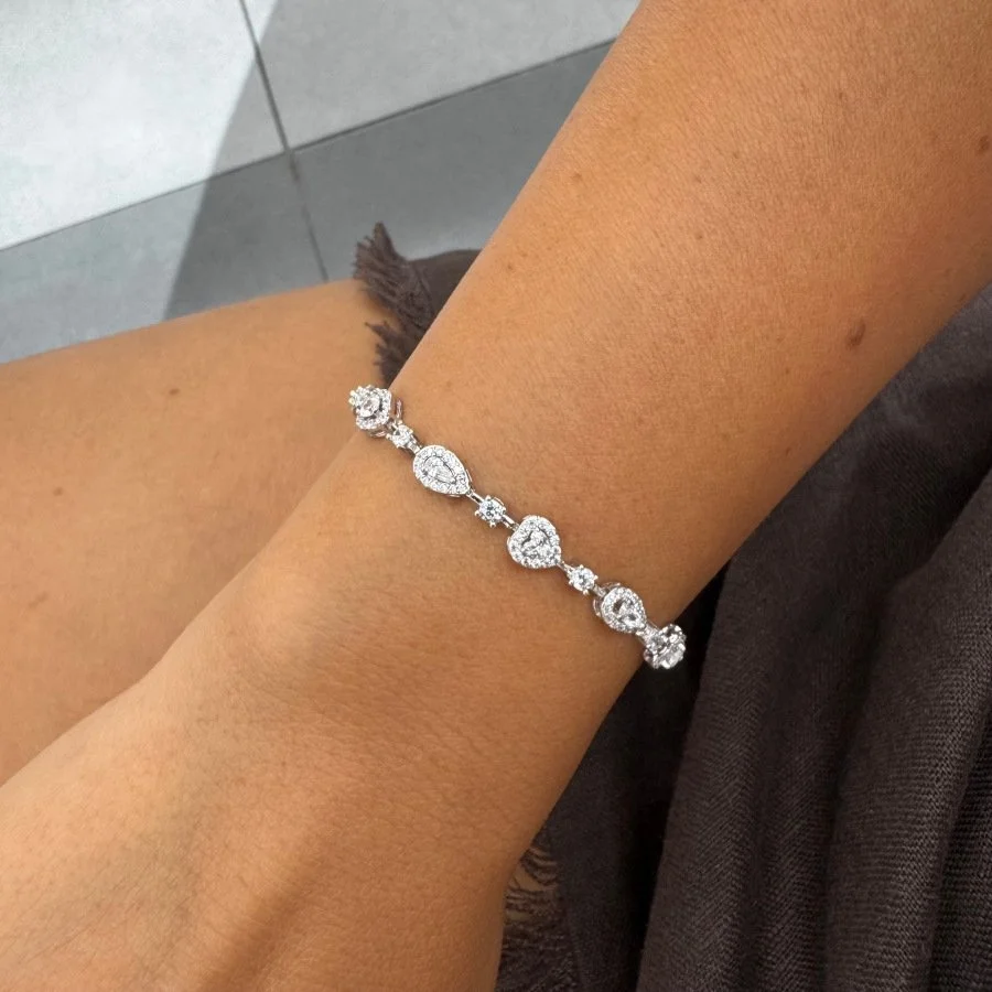 Damla Kalp Işık Seli Su Yolu Gümüş Bileklik - 3