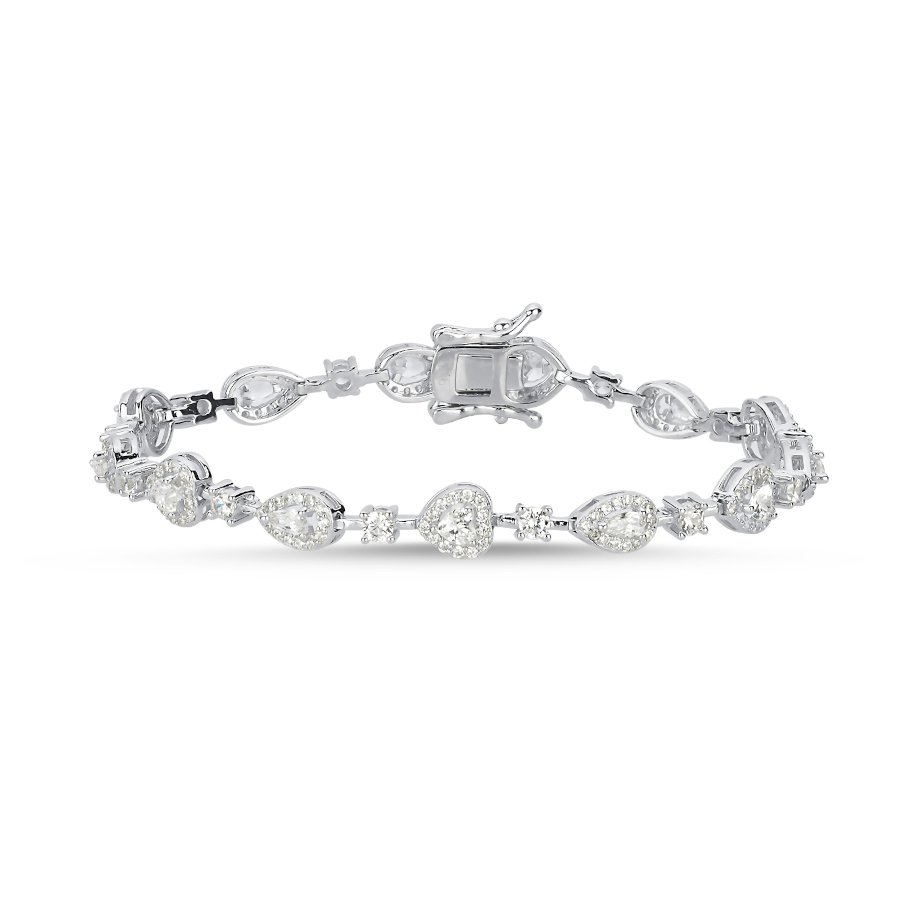 Drop Heart Light Flood Waterway Silver Bracelet - CNG Jewels (1)
