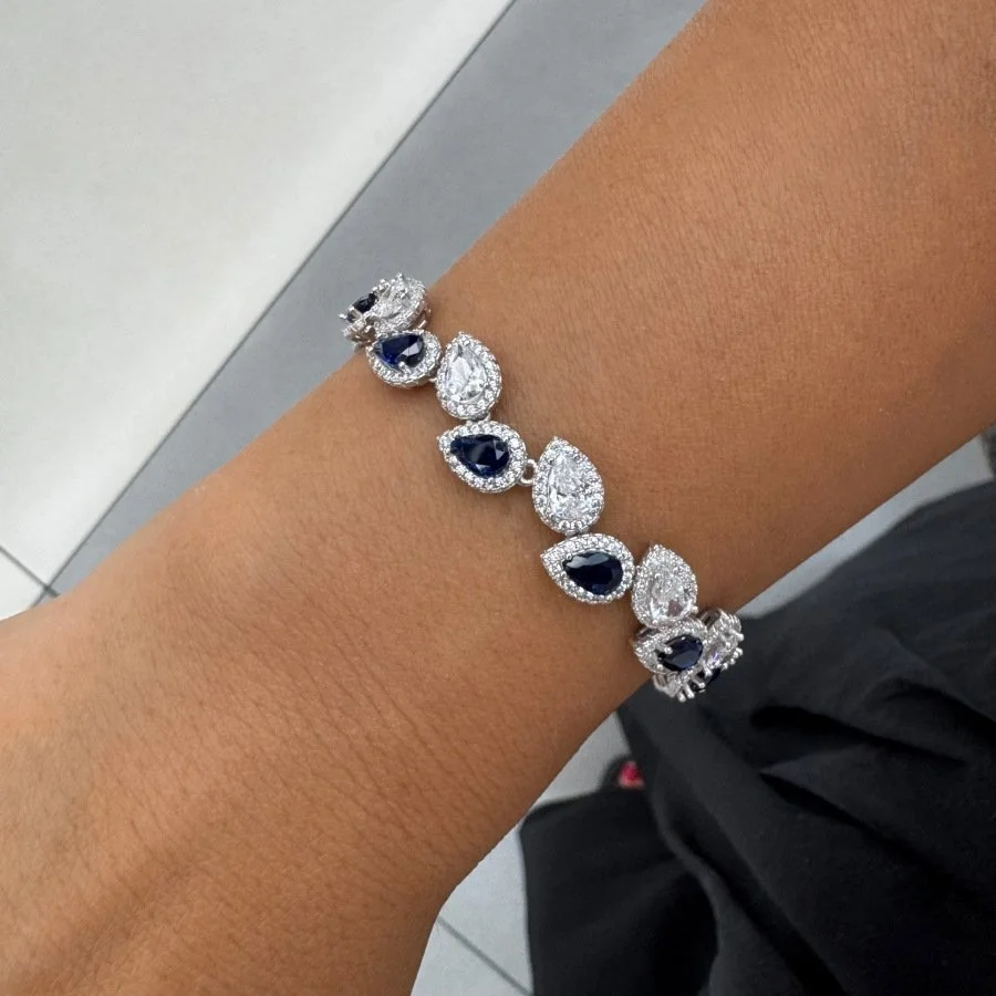 Damla Safir Kadın Gümüş Su Yolu Bileklik - 2