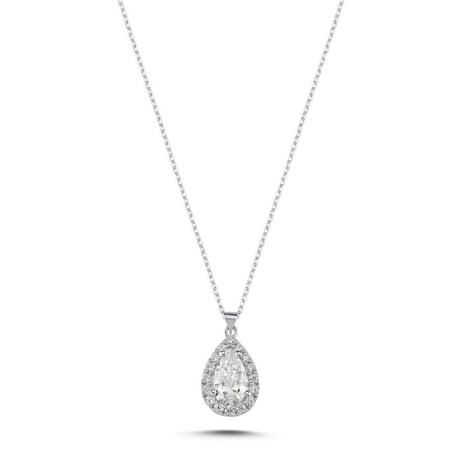 Damla Taşlı Gümüş Kadın Kolye - CNG Jewels