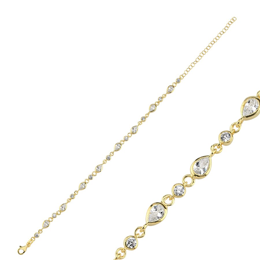 Drop Stone Chain Women's Silver Bracelet - CNG Jewels