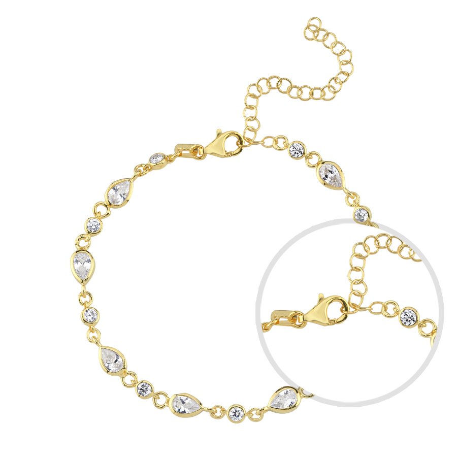 Drop Stone Chain Women's Silver Bracelet - CNG Jewels (1)