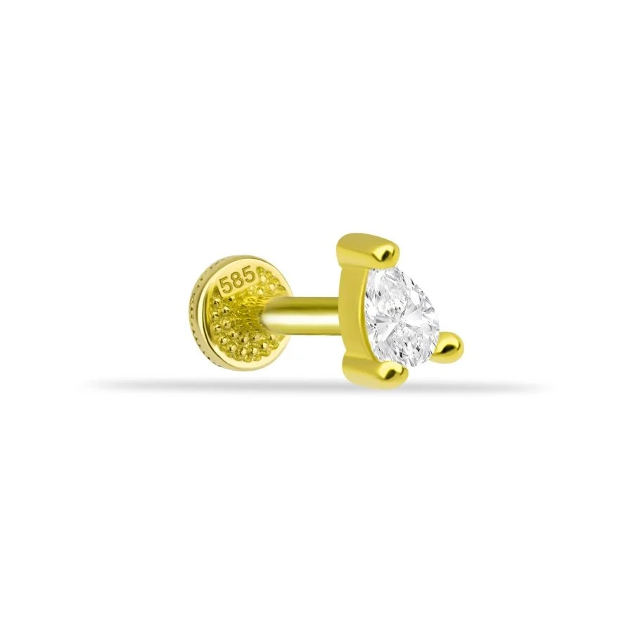 Drop Solitaire Gold Tragus Piercing - 1