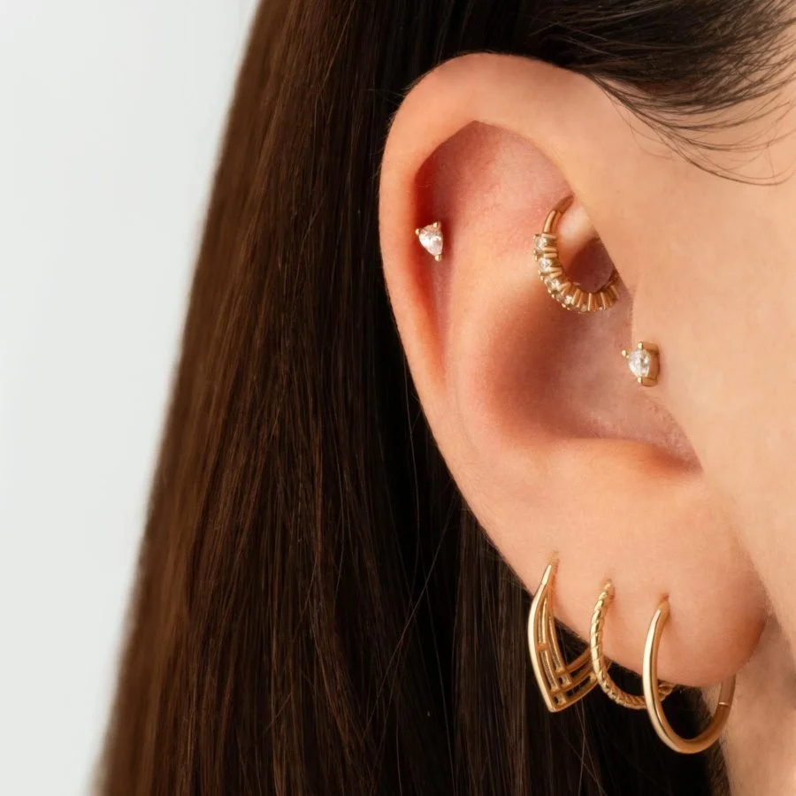 Drop Solitaire Gold Tragus Piercing - 2