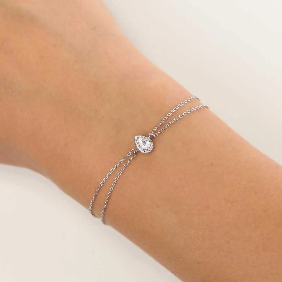 Diamond Model Drop Solitaire Anturage Silver Women's Bracelet - 1