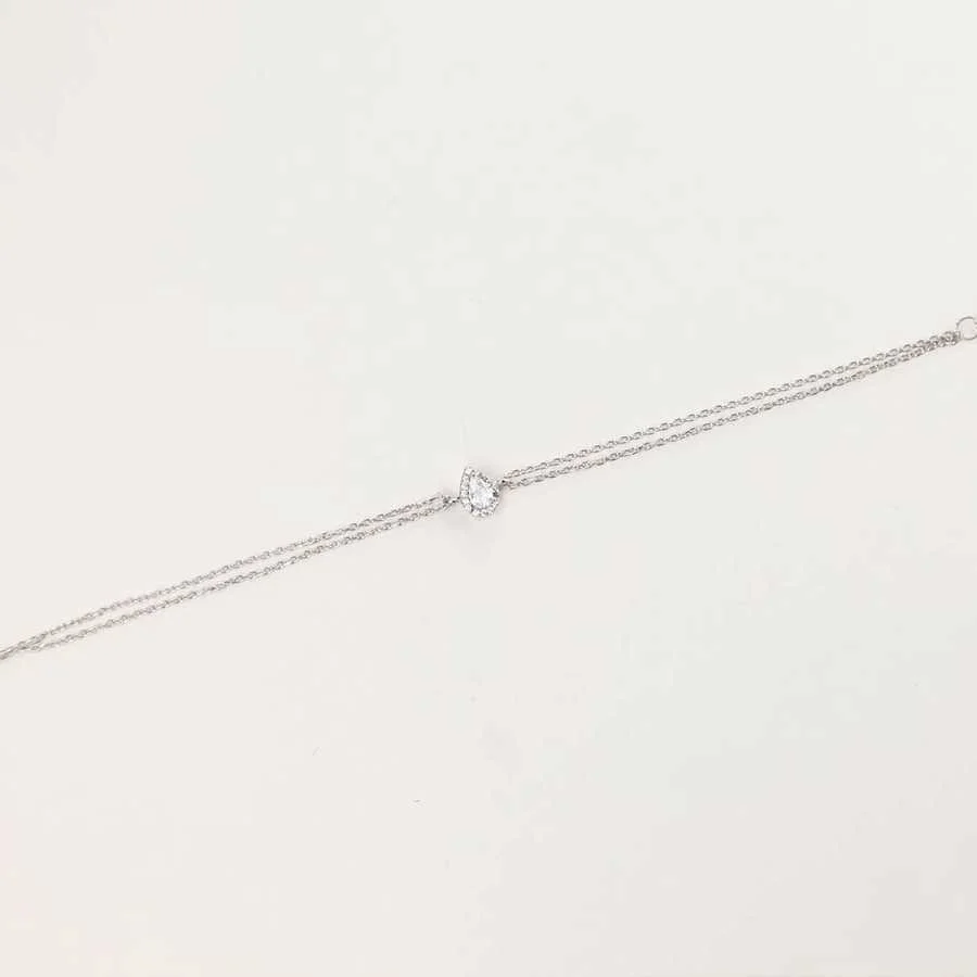 Diamond Model Drop Solitaire Anturage Silver Women's Bracelet - 2