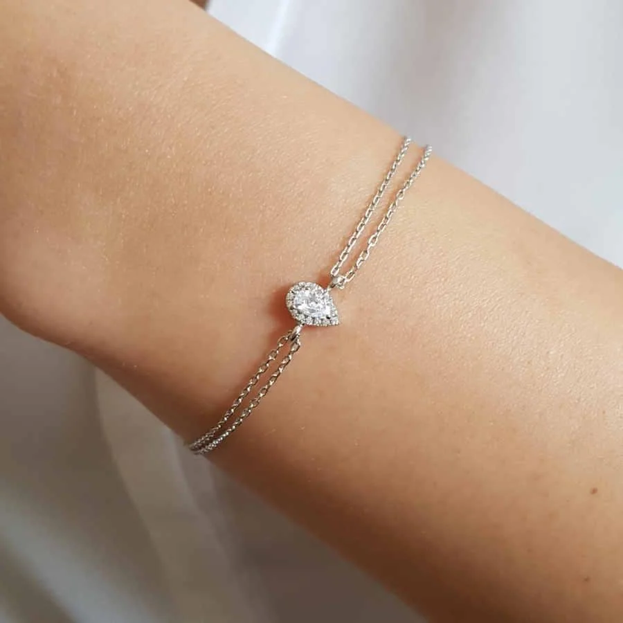 Diamond Model Drop Solitaire Anturage Silver Women's Bracelet - 3