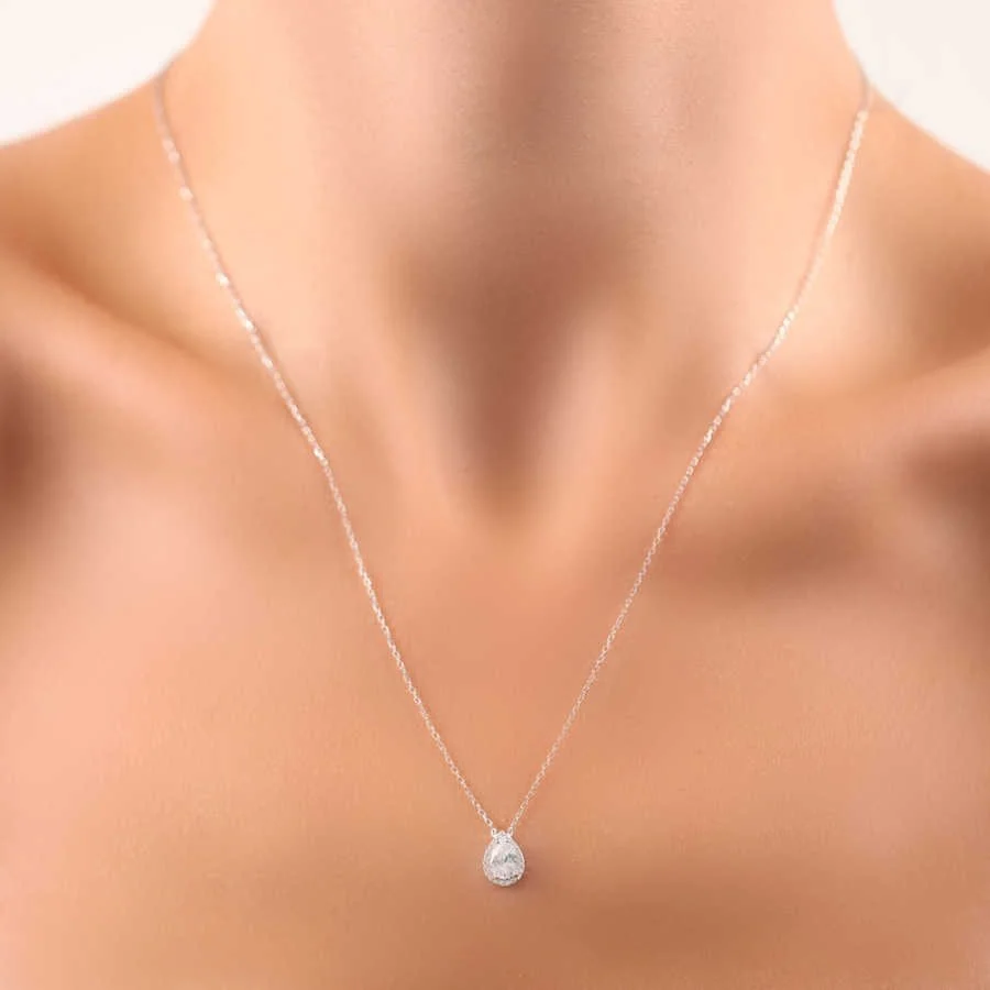 Drop Solitaire Women's Silver Necklace - 2