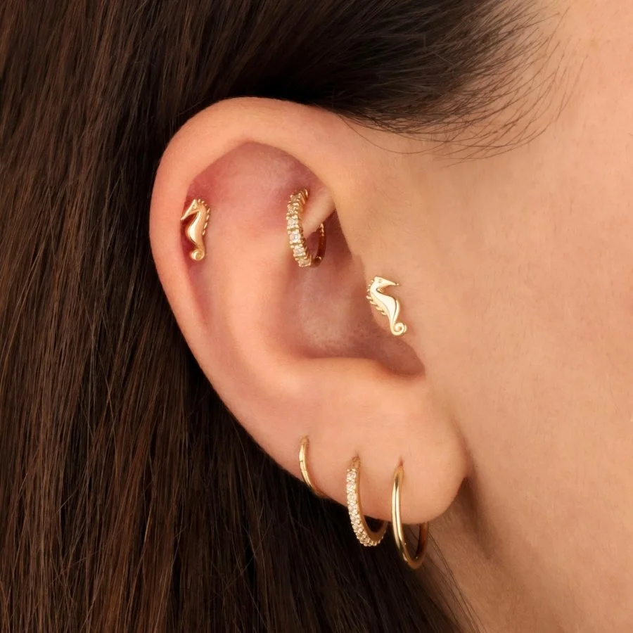 Seahorse Gold Tragus Piercing - 2