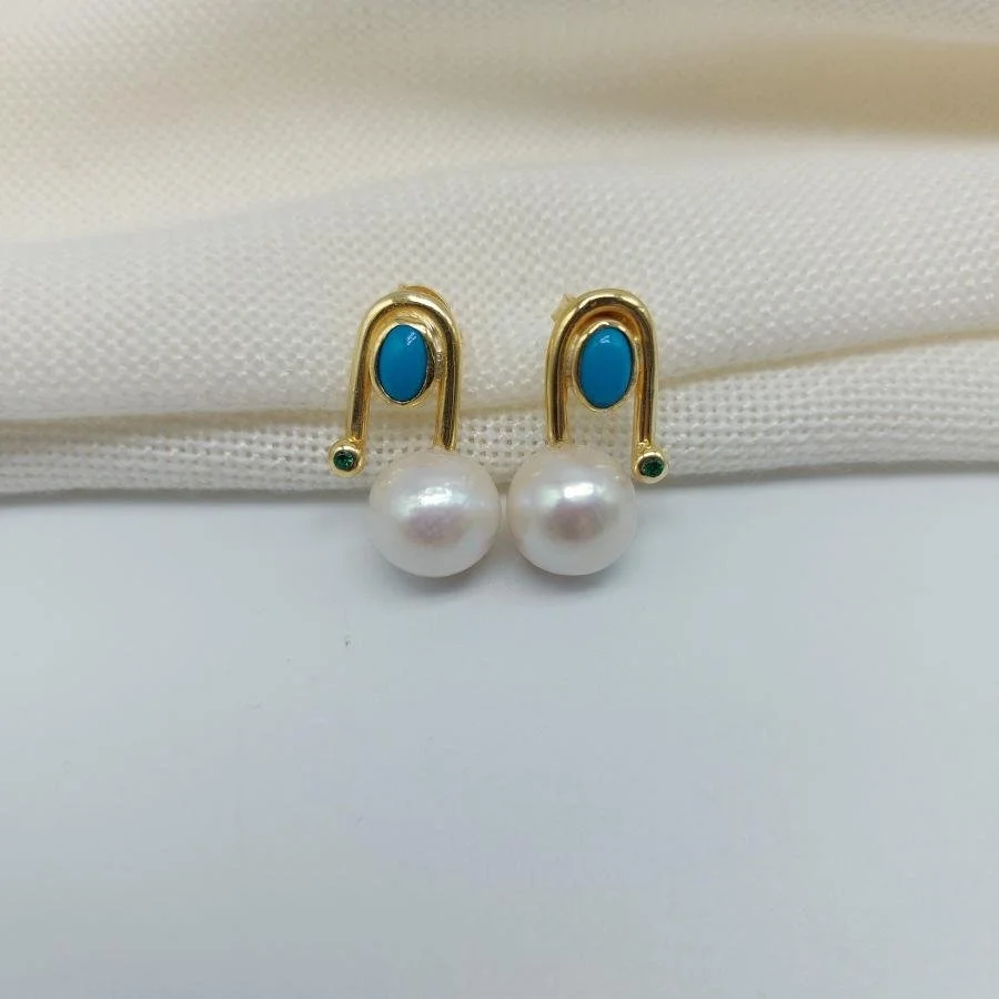 Design Azul Perla Silver Earrings