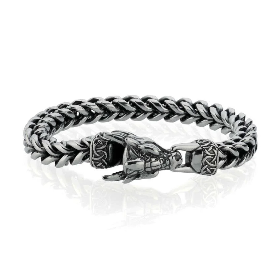 Ejderha Kafalı Kubik Gurmet Erkek Çelik Bileklik - 3