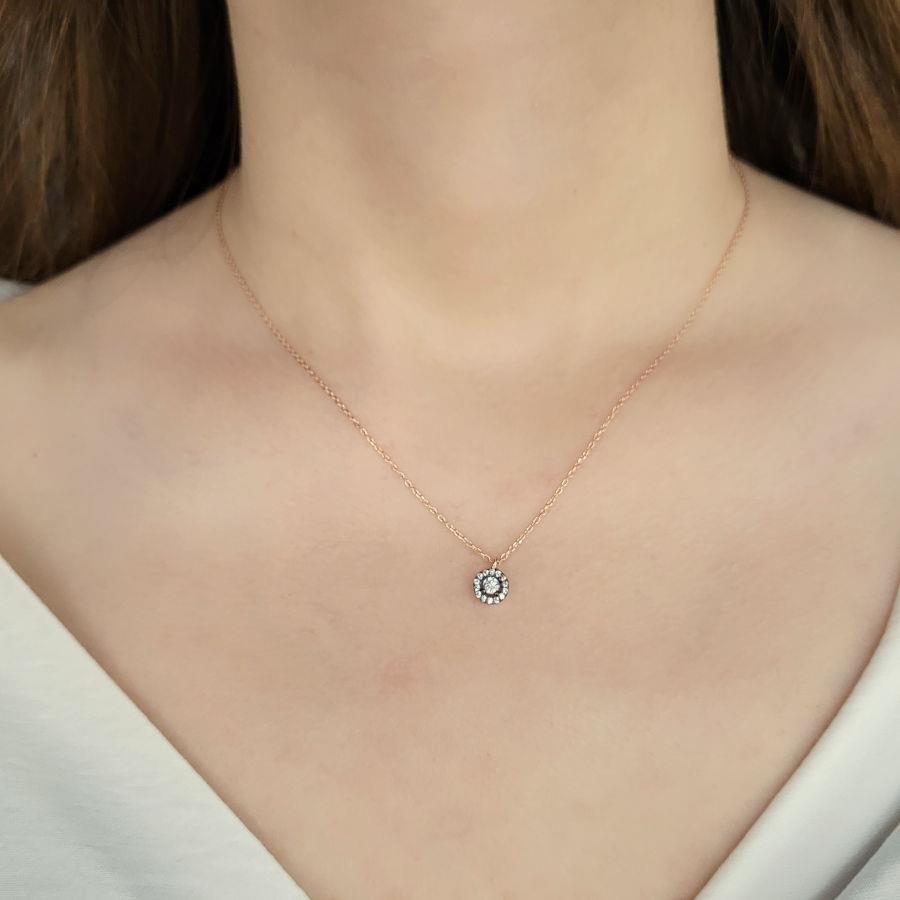 Solitaire Anturaj Diamond Mounted Silver Women's Necklace - CNG Jewels (1)