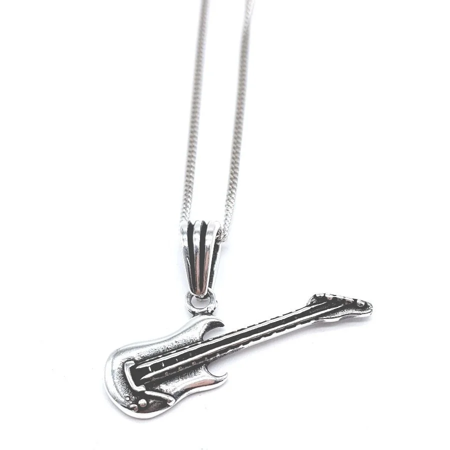 Elektro Gitar 925 Ayar Gümüş Erkek Kolye - 1