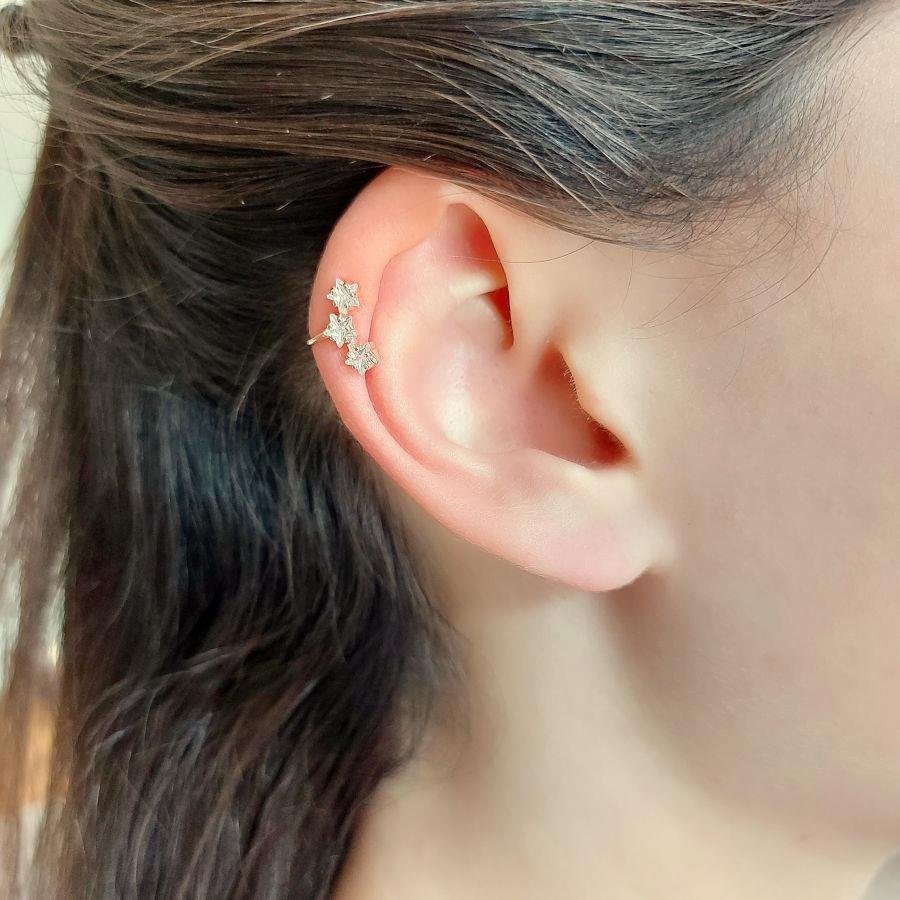 Estralla Stone Rose Cartilage Silver Women's Earrings - CNG Jewels