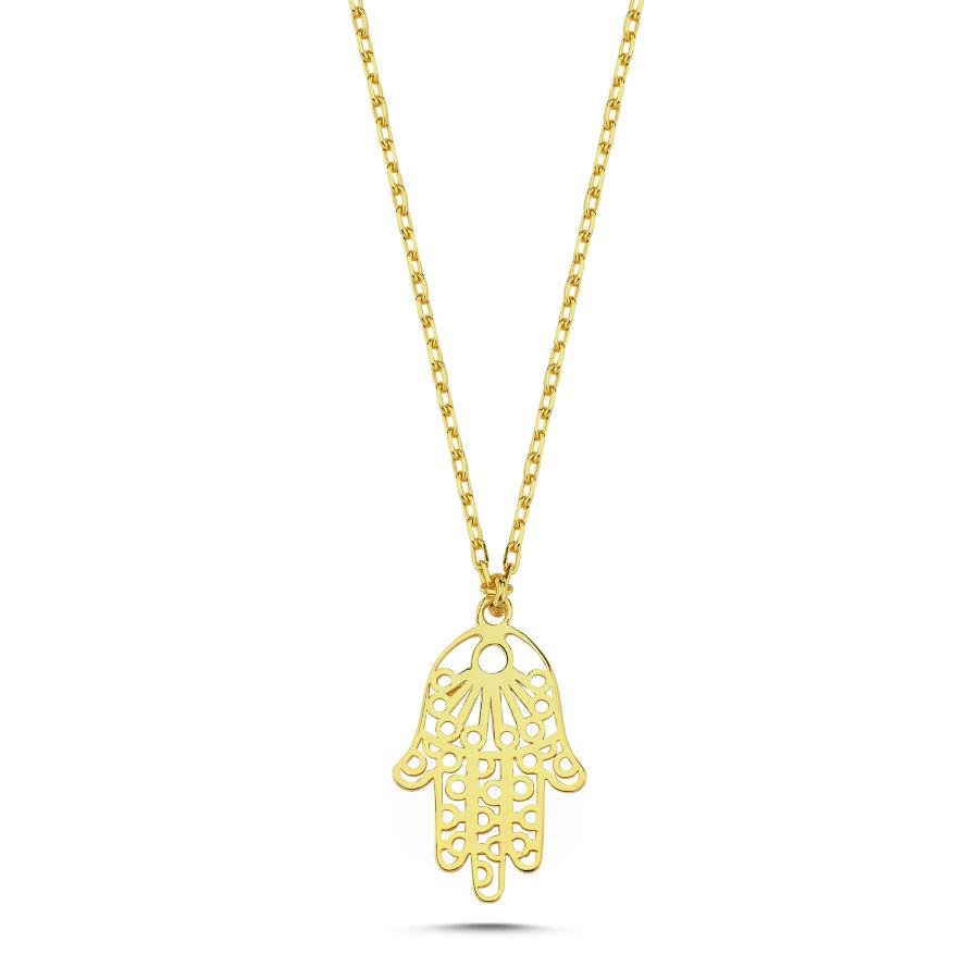 Ethnic Fatima Hand Gold Silver Women's Necklace - CNG Jewels