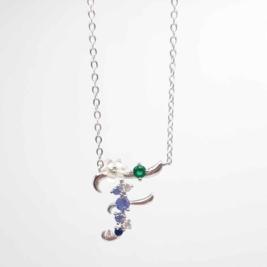 F Harfi Çiçekli Gümüş Kadın Kolye - CNG Jewels