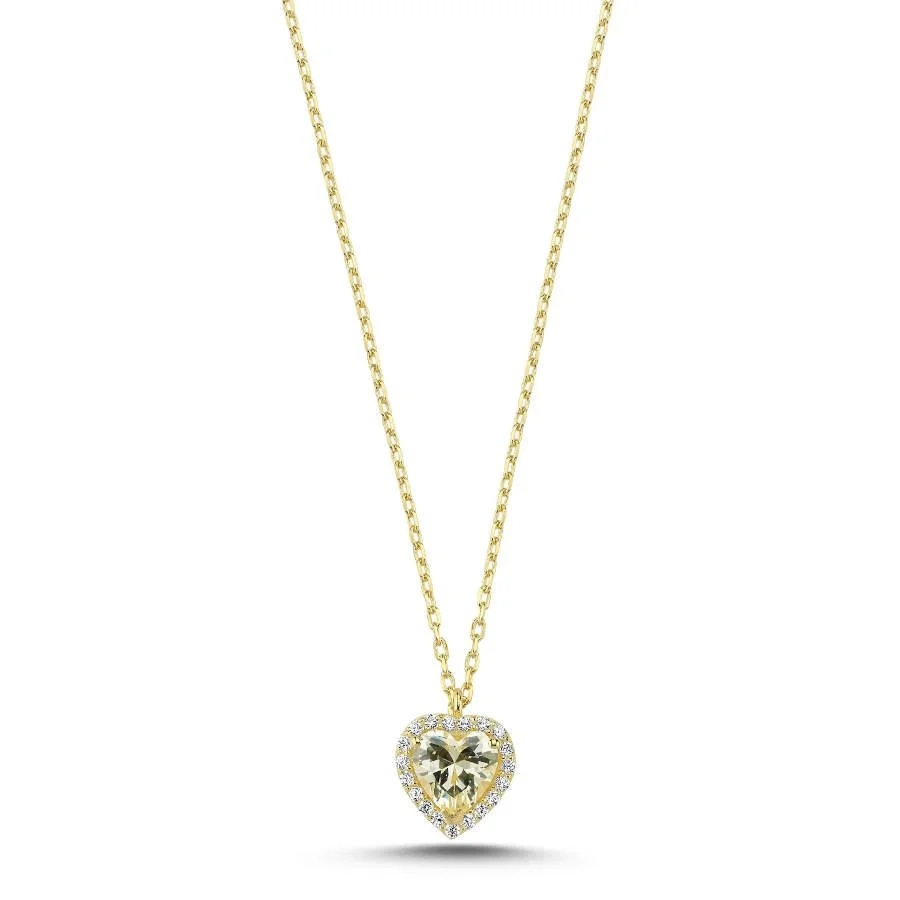 Fancy Yellow Heart Silver Women's Necklace - 1