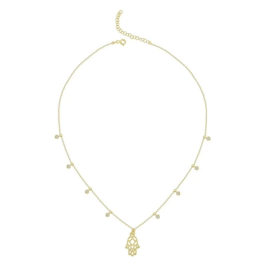 Fatima Hand Stone Charm Women's Silver Necklace - 2