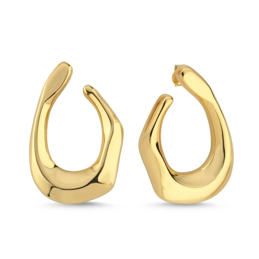 Fibula Büyük Damla Kadın Gümüş Küpe - 1