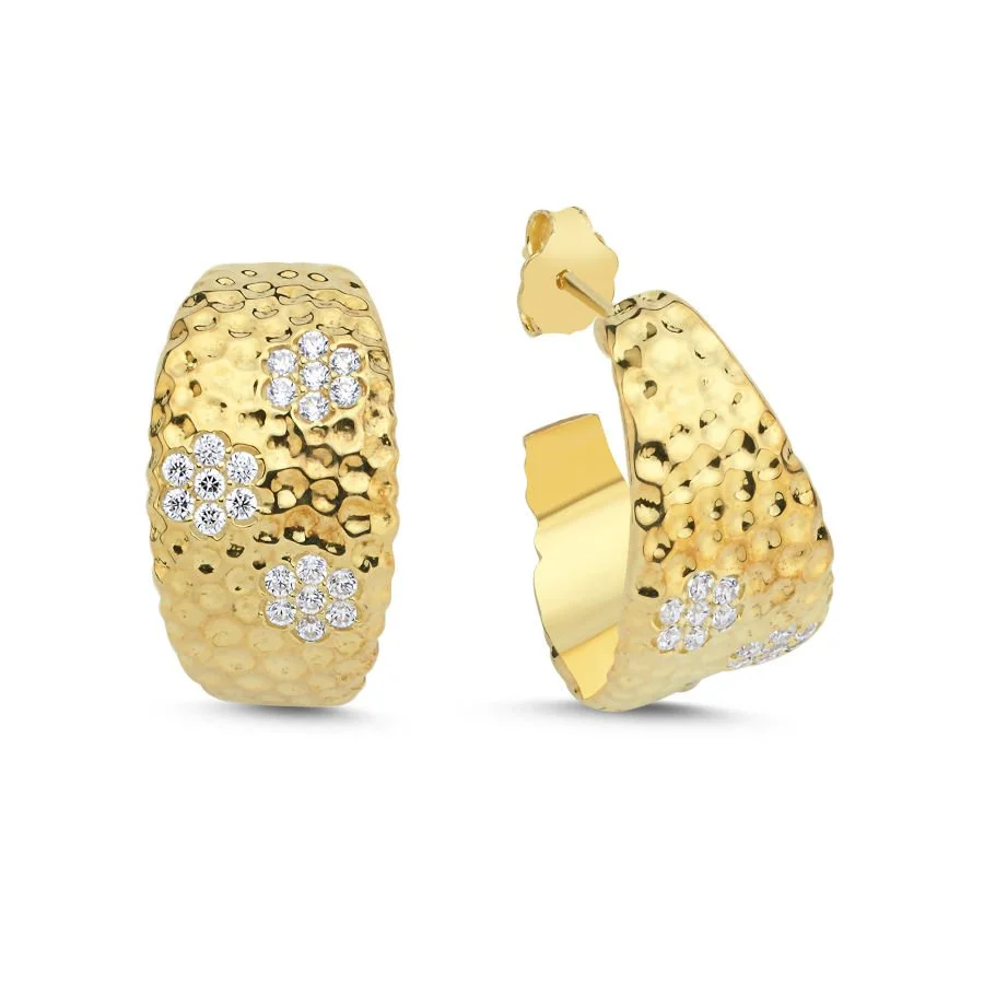 Fiore Halka Gümüş Kadın Küpe - 1