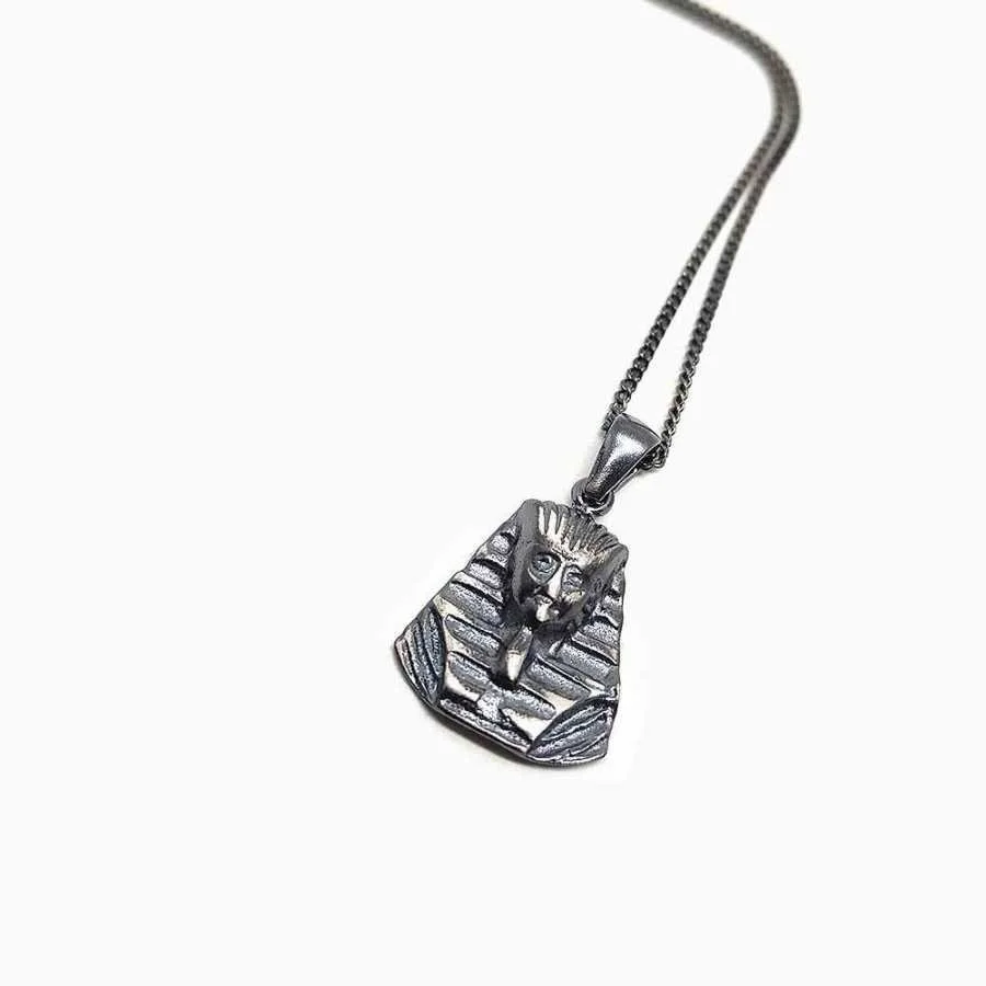 Firavun Uzun Zincirli 925 Ayar Gümüş Erkek Kolye - 1