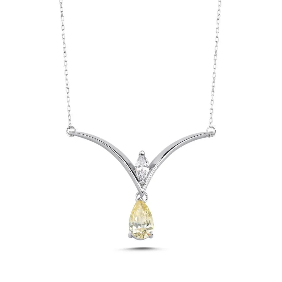 Gaviota Sarı Damla Gümüş Kadın Kolye - 1