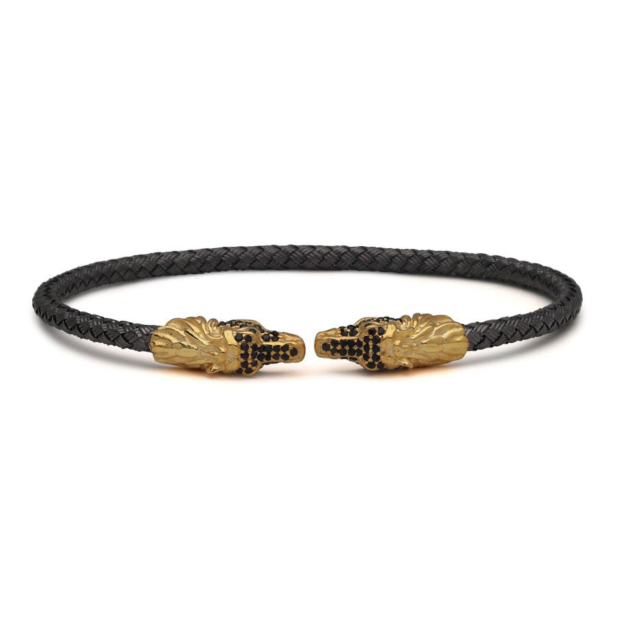 Gold At Motifli Hasır Örgü Gümüş Erkek Bilekliği - CNG Jewels (1)