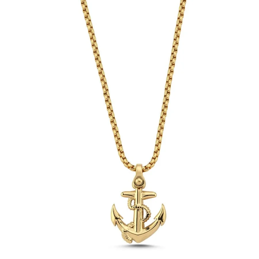 Gold Çapa Çelik Erkek Kolye - 1