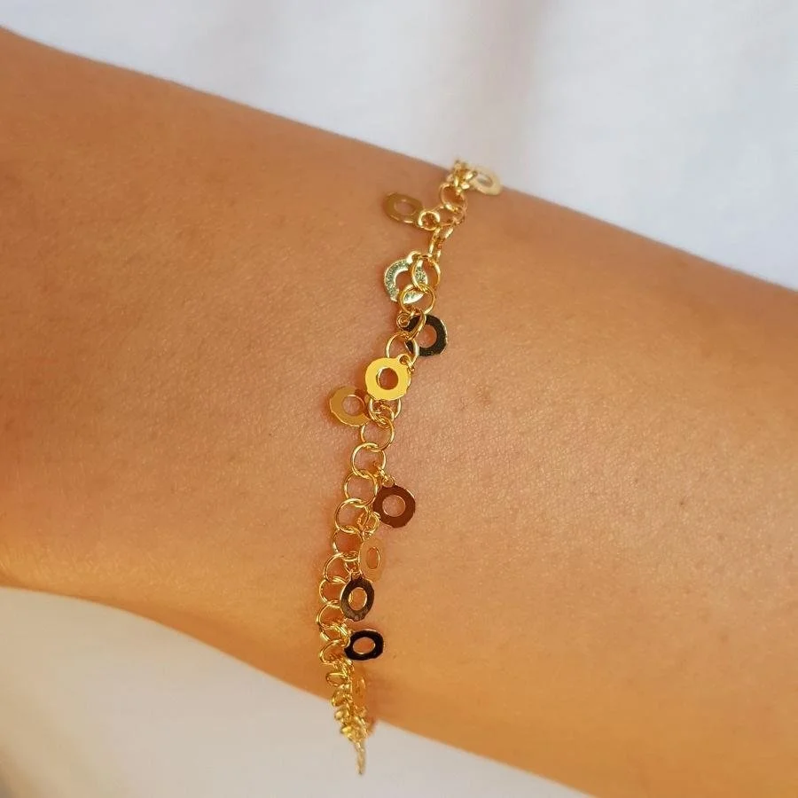 Gold Pul Charm Kadın Gümüş Bileklik - 2