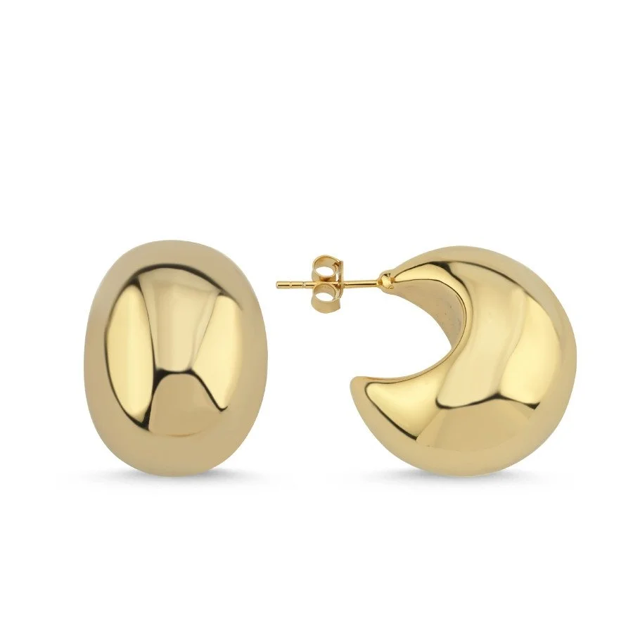 Gold Tombul Halka Gümüş Küpe - 1